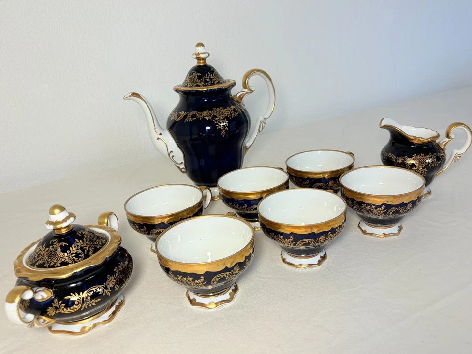 Echt WEIMAR KOBALT „Katharina“ 20003 Kaffeeservice, Tassen, Kanne, Milch, Zucker - Bild 3 von 4