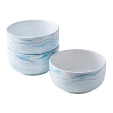 28 Ounce Blue Marble Porcelain Bowls Ice Cream, Dessert, Cereal, Pasta Bowls,...