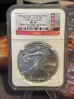2012 (S) Silver Eagle NGC MS 69 Struck at San Francisco Mint. Golden Gate Bridge