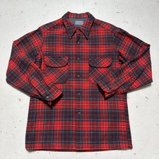 Vintage 1960s Pendleton Loop Collar Board Shirt Flannel Wool Shirt Made USA M