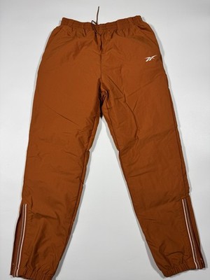 Vintage Reebok Track Pants Mens M Brown Zip Ankle Lined Athletic Joggers