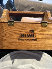 Vintage Kiwi Shoe Shine Box Kit With Kiwi Brushes And Extras. See Pics.