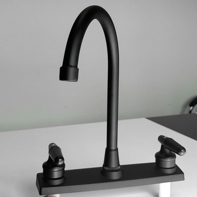 Silver/Black High Arc Kitchen Faucet 8 inch Centerset 2 Handle Sink Mixer Taps