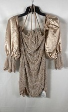 ASOS Luxe Women's Pink Beaded Faux Pearl Puff Sleeve Mini Dress Sz 2