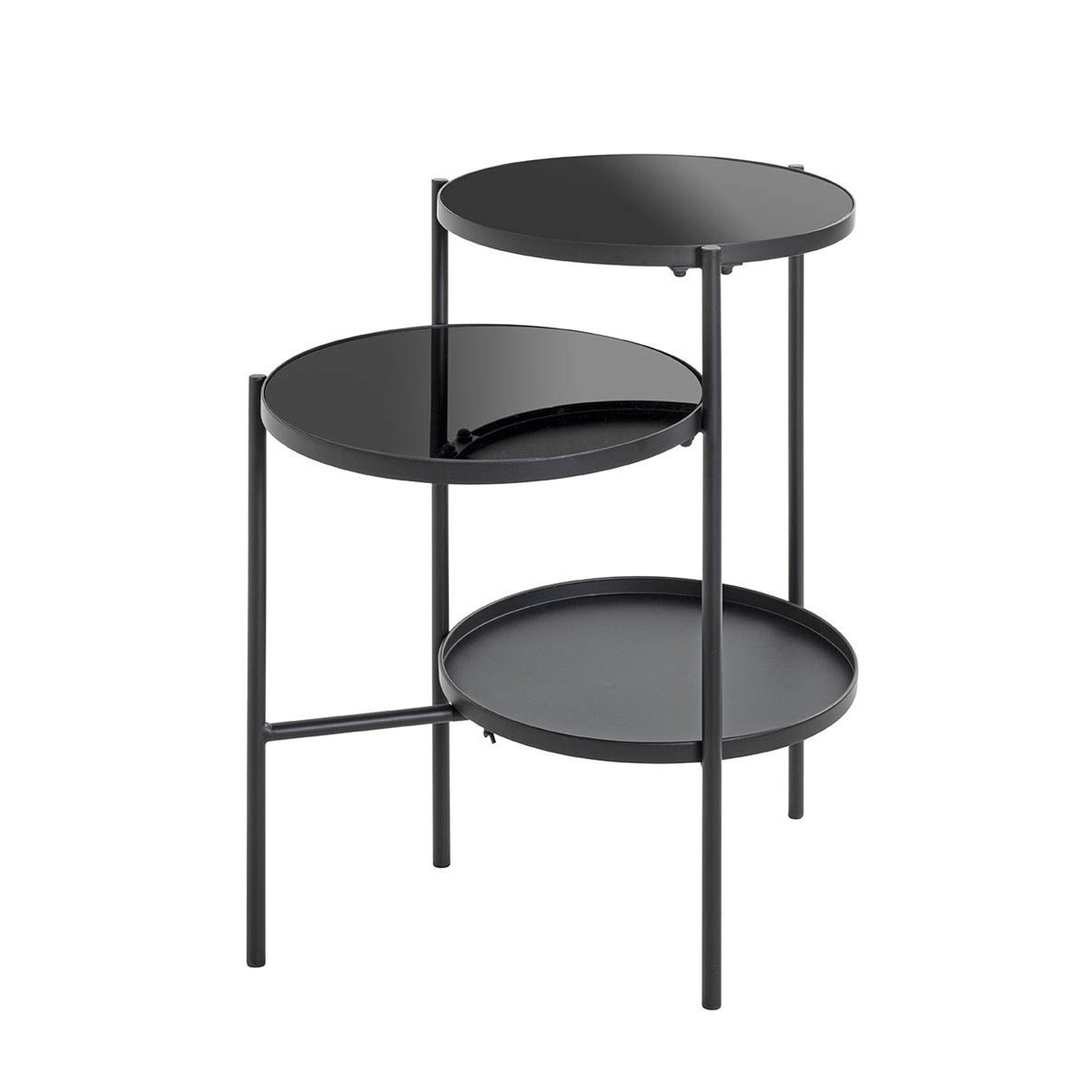 Table d'appoint design Trio 71cm noir bout de canapé pour petit espace