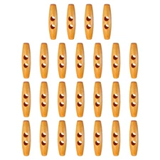 25pcs Wooden Toggle Buttons 55mm Double Hole Olive Sewing Button, Beige