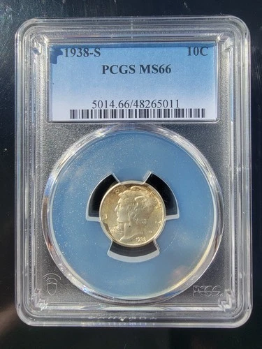 1938-S Mercury Dime, MS 66 PCGS