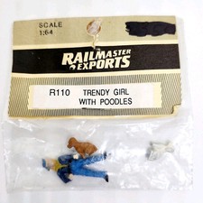 Railmaster Exports S Scale 1:64 R110 Trendy Girl w/Poodles Die Cast Fig. Qty.3