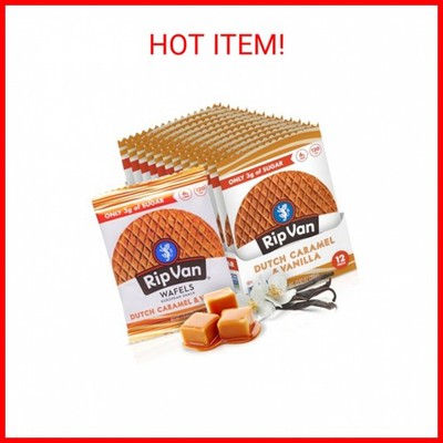 Rip Van Wafels Dutch Caramel & Vanilla Stroopwafels, Healthy Snacks, Non-GMO, Lo