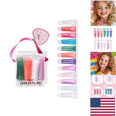 Vibrant Moisturizing Lip Gloss Set - 12 Natural Flavors Perfect for Kids & Teens