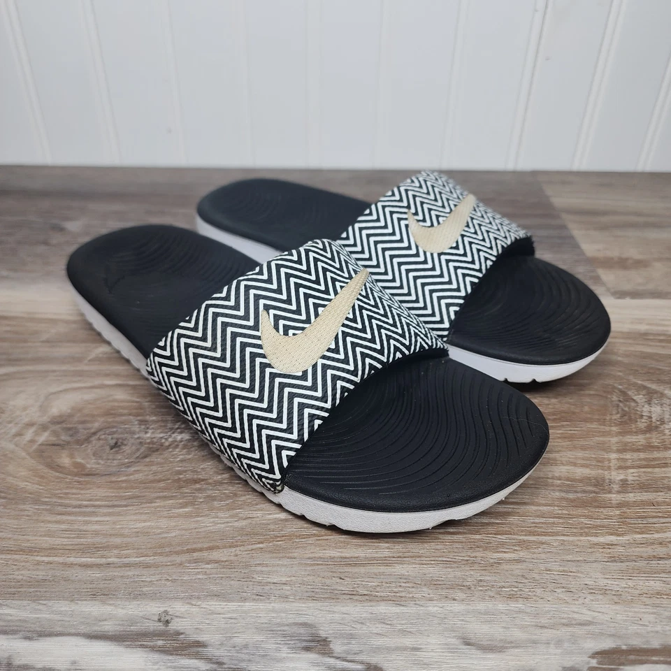 Nike Kawa Slide Print Para Mujer 882693-001 Blanco Negro Talla 6 Foto 2 de 4