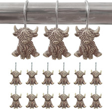 12 Pcs Highland Cow Shower Curtain Hooks for Western Rustic Bathroom Decor Far