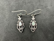 1.79g Vintage Sterling Silver 925 Filigree Teardrop Earrings Elegant Dangle M