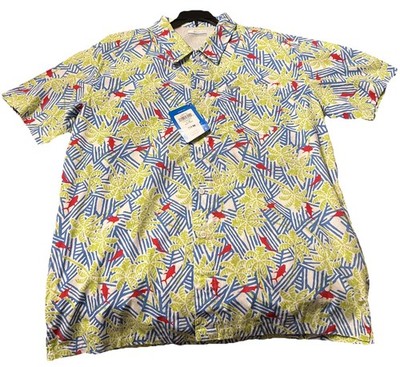Columbia PFG Men's M Trollers Best Performance Fishing Shirt Fish & Palm Pattern