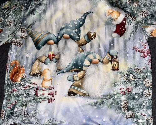 Cute Gnomes Gnome Xmas Hoodie Sweatshirt Forest Friends Squirrel Bunny L XL TT1 - Picture 2 of 6