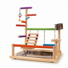 Parrot Playstand Natural Wood Parrot Play Stand Colourful for Desk, Living Room