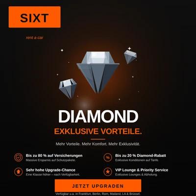 Sixt Diamond Status Fahrzeug Upgrade 2 Jahre - Bild 1 von 2