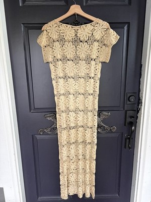 BEAUTIFUL PATTERN 1930 S CROCHET IVORY DRESS W Floral Style Pattern 