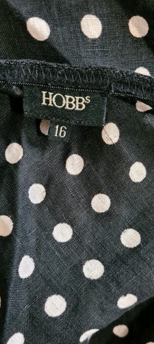 Hobbs Black White Polka Dot Pure Linen Skirt Size Uk 16 Lovely Condition - Picture 6 of 6