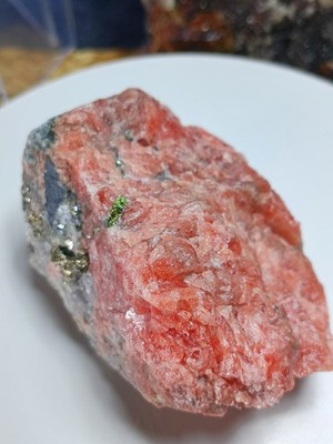 Red Pink Rhodochrosite Natural Blue Quartz Pyrite Matrix Genuine Crystal T6