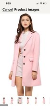 Allegra K Size Small Pink 3 Button Notched Lapel Long Winter Coat Classic