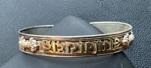 Vintage Mantra Cuff Bracelet Sterling Silver Gold Over Silver Om Mani Padme Hum