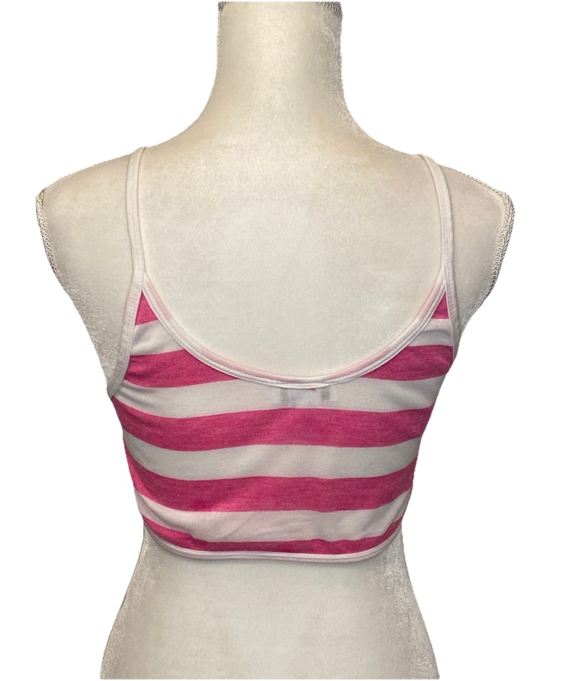 Canotta donna Yves Saint Laurent Activewear YSL crop rosa righe bianche taglia M