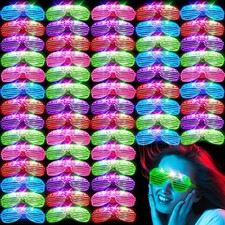 SHQDD 64Pack LED Glasses 5 Colors Light Up Glasses,Glow In The Dark Colorful
