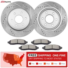 296MM FRONT DRILLED ROTORS BRAKE PADS For Nissan XTERRA FRONTIER SUZUKI EQUATOR