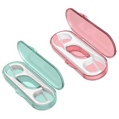 Dental Floss Travel Portable 2 Count (Pack of 1), Pink and Green