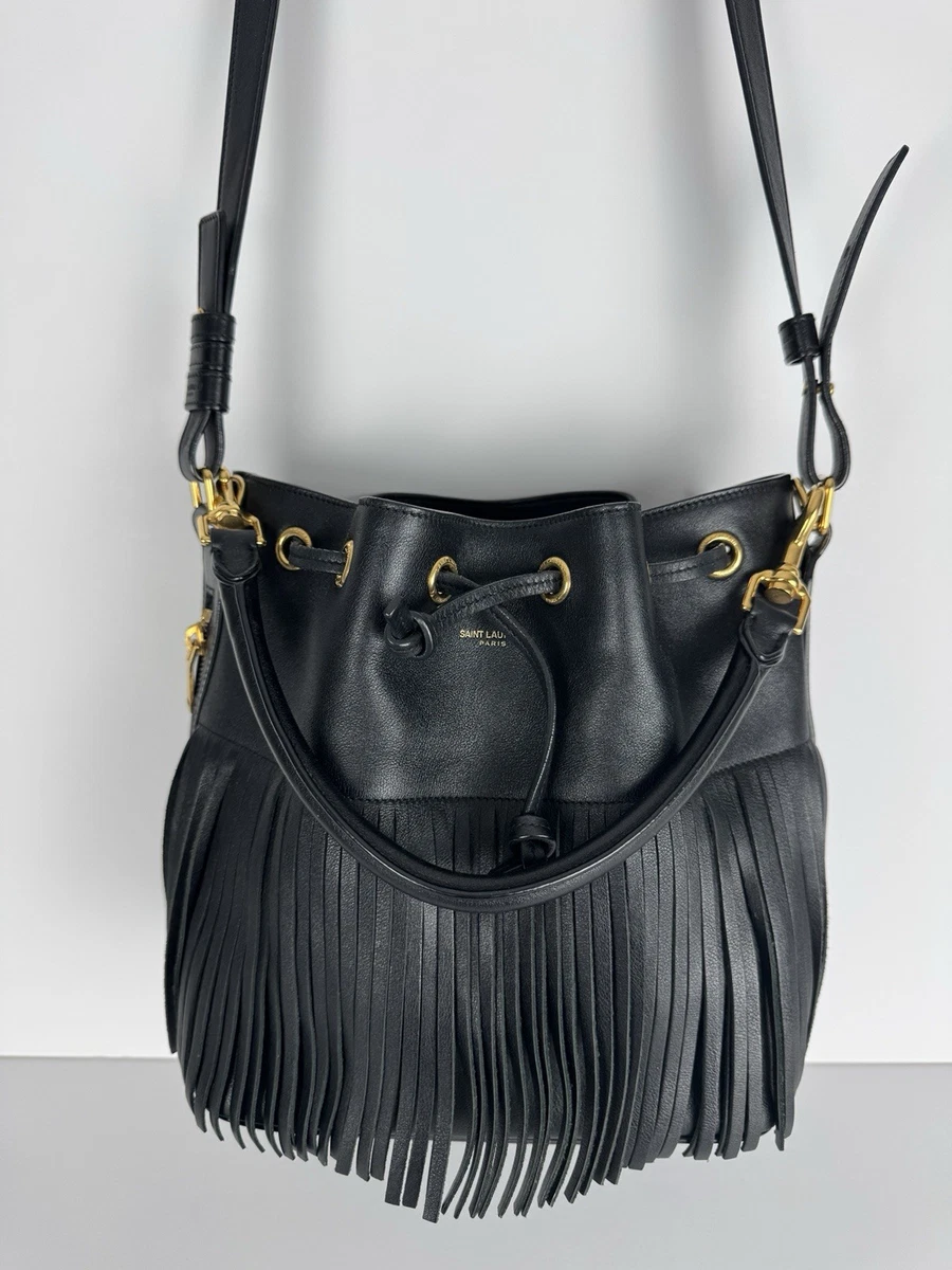 美品✩︎SAINT LAURENT フリンジ バック　フェスティバル Yves Saint Laurent Black Leather Festival Fringe Backpack | eBay