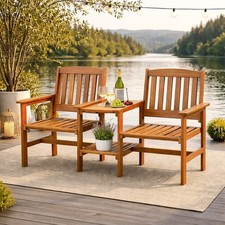 Wooden Bench Love Seat Corner Table Jack and Jill Wooden Companion Set