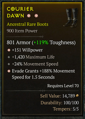   DIABLO 4 SEASON 13   2 GA Boots   Ancestral Rare   Courier Dawn
