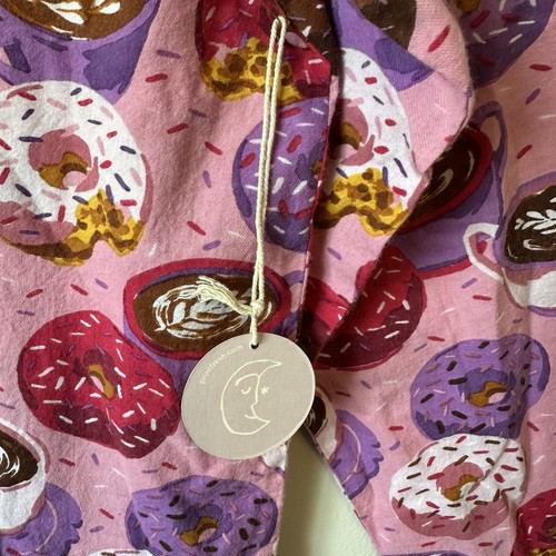 Printfresh Pink Donut Coffee Print Organic Cotton Pajamas Set Size Medium M New - Picture 5 of 19