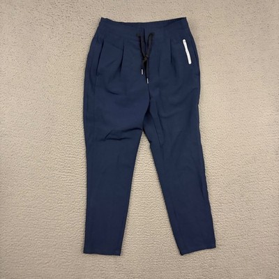 ALPHA TAURI Jogger Pants Mens Medium Navy Blue Wool Blend Drawstring Tapered Dad