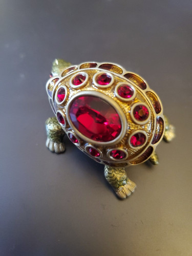 JAY STRONGWATER JANUARY BIRTHSTONE ENAMEL TURTLE TRINKET BOX - Picture 5 of 5
