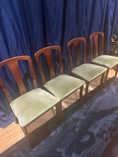 Meredew Dining Chairs 1960s Retro Wooden With green seat Set Of 4