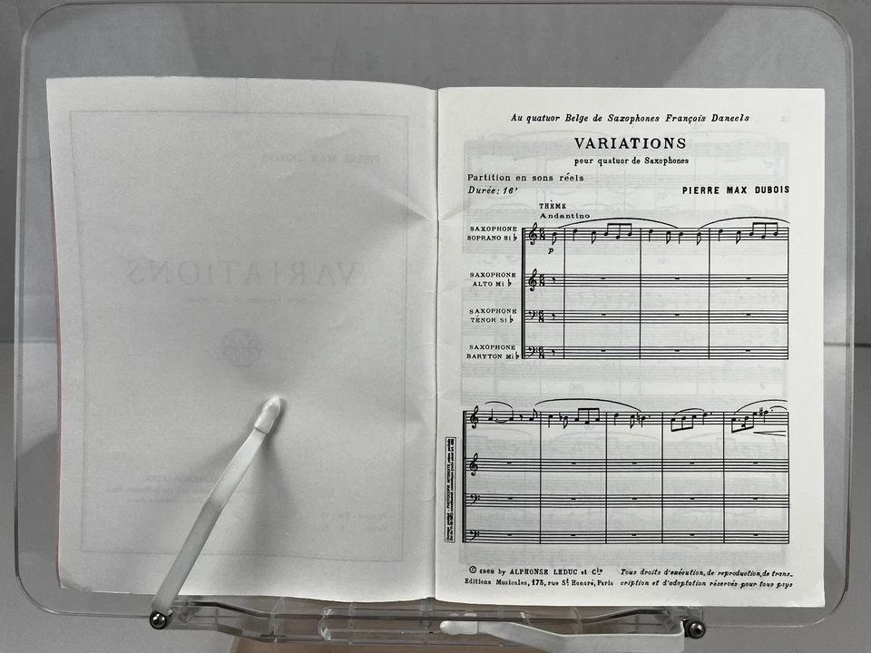 Pierre Max Dubois Sheet Music Variations for Saxophone Quartet 48 pgs - Image 3 of 4