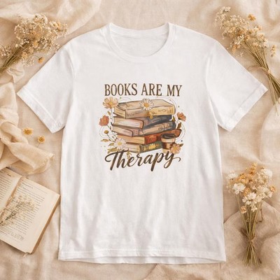 Books Are My Therapy Comfort Tee Reading Lover Bookworm Gift