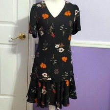 Donna Morgan Black Floral Fitted Career Modest Flare Mini Dress 2