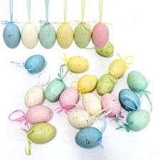 18 Pcs Easter Hanging Eggs, Easter Decorations Eggs Hanging Ornaments Colorfu...