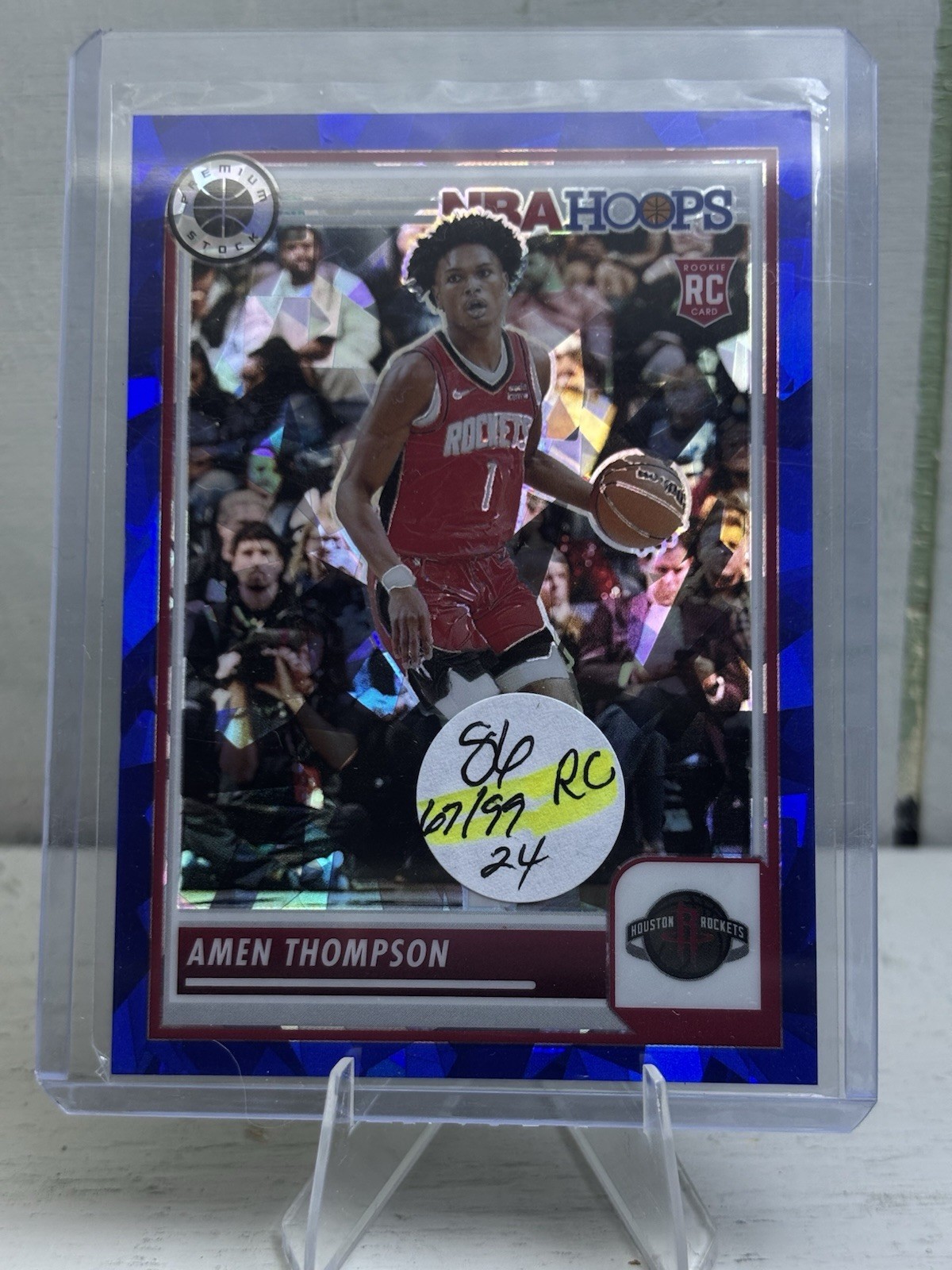 2023-24 Panini Nba Hoops Premium Stock - Amen Thompson #86 blue ice prizm /99