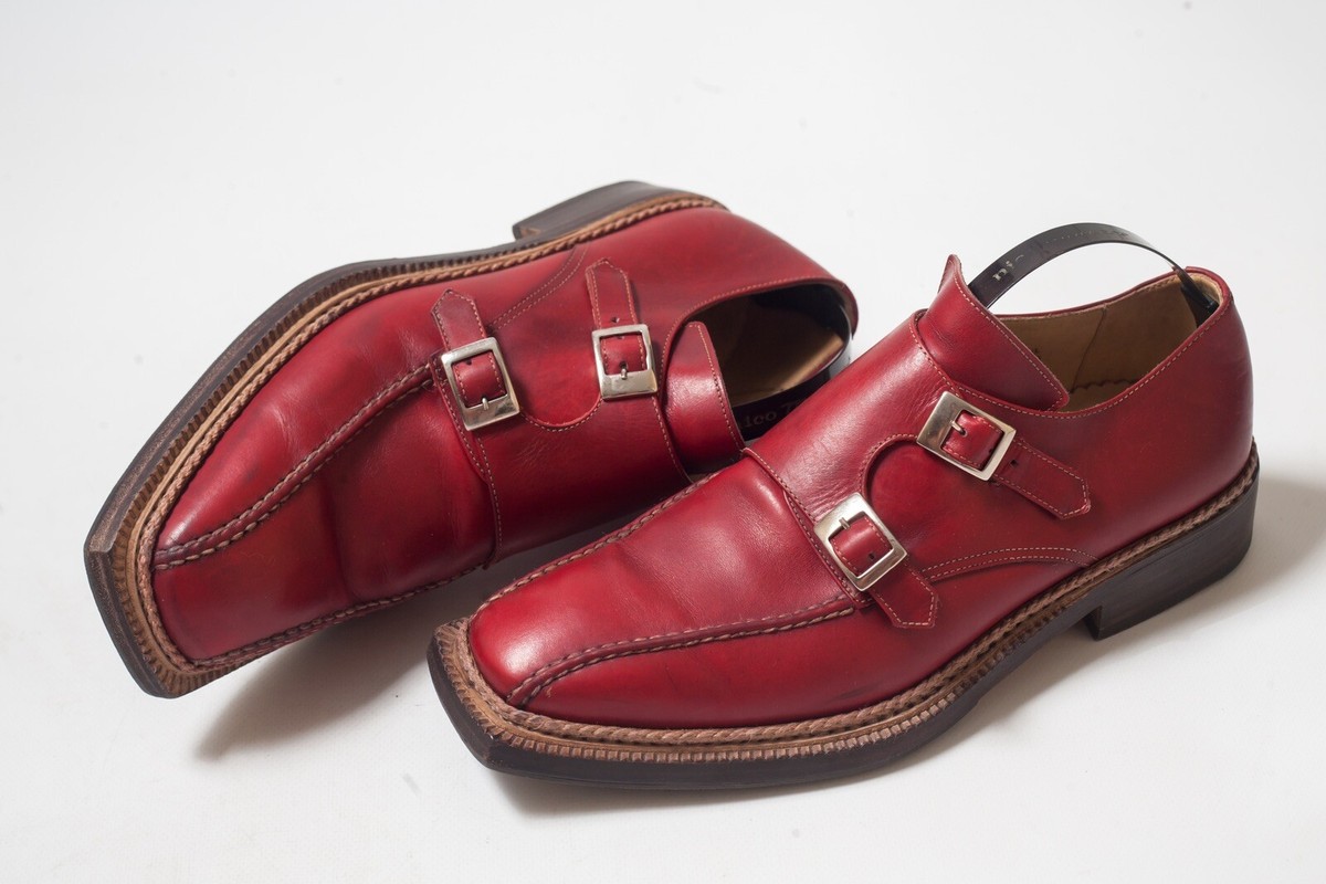 Calzoleria Harris Double Monk Strap CALZOLERIA HARRIS Mens Red Leather Monks Double Strap Size  main image 4