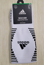 Adidas Team Mens Speed Soccer Socks Climacool White Size-L Size 9-13