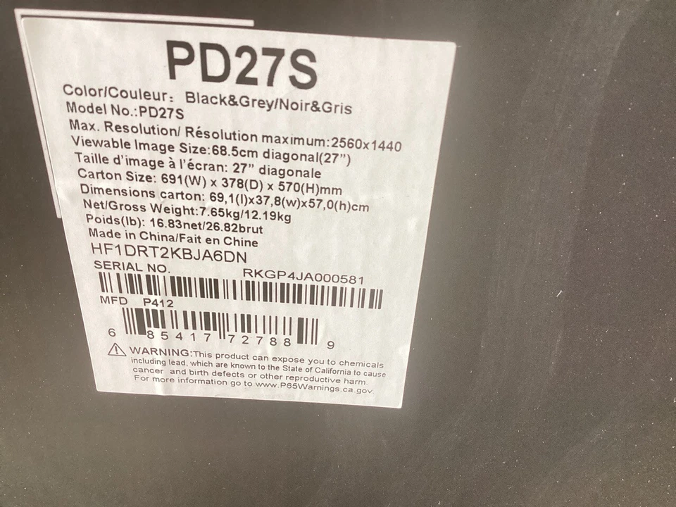 AOC AGON Pro 27" 1440p QHD Gaming Monitor - HDR10, 170Hz, Adaptive-Sync - PD27S - Image 3 of 3