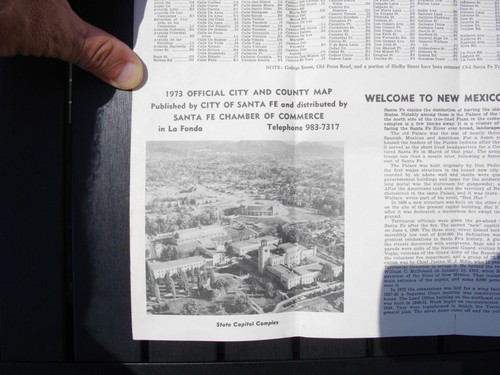 Santa Fe Map & Guide 1973 De Vargas Hotel Santa Fe New Mexico Fold Up 16" x 27" - Picture 2 of 20