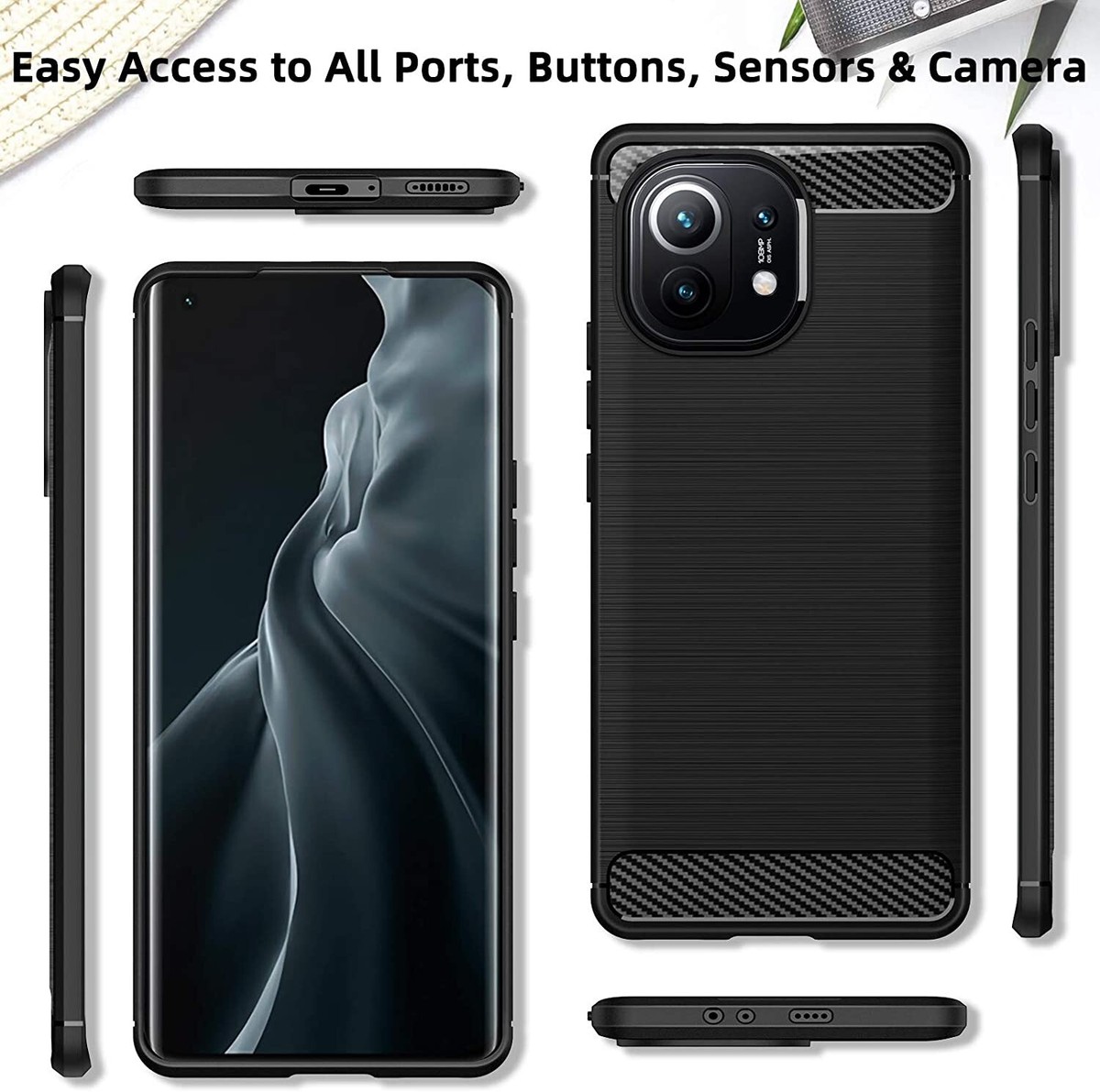 Cover Custodia Carbonio + Vetro Temperato Anti Spy per Xiaomi Cover Custodia Carbonio + Vetro Temperato Anti Spy per Xiaomi