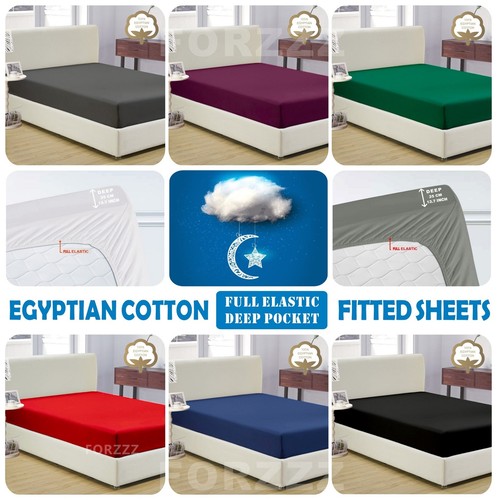 1200TC Egyptian Cotton Fitted Sheet Super King/King/Queen/Double/K