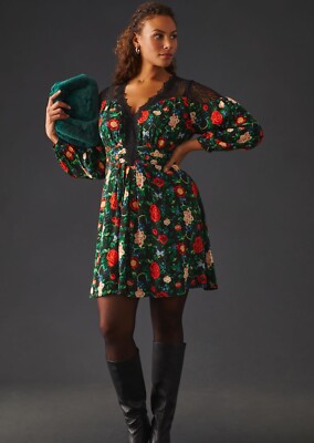v neck floral drop waist dress anthropologie Arose Studio Sleeveless V-Neck Floral Midi Dress