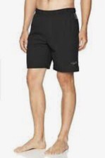 NWT Speedo Mens Swim Trunks Black/Gray Drawstring Liner Side Pockets Sz M